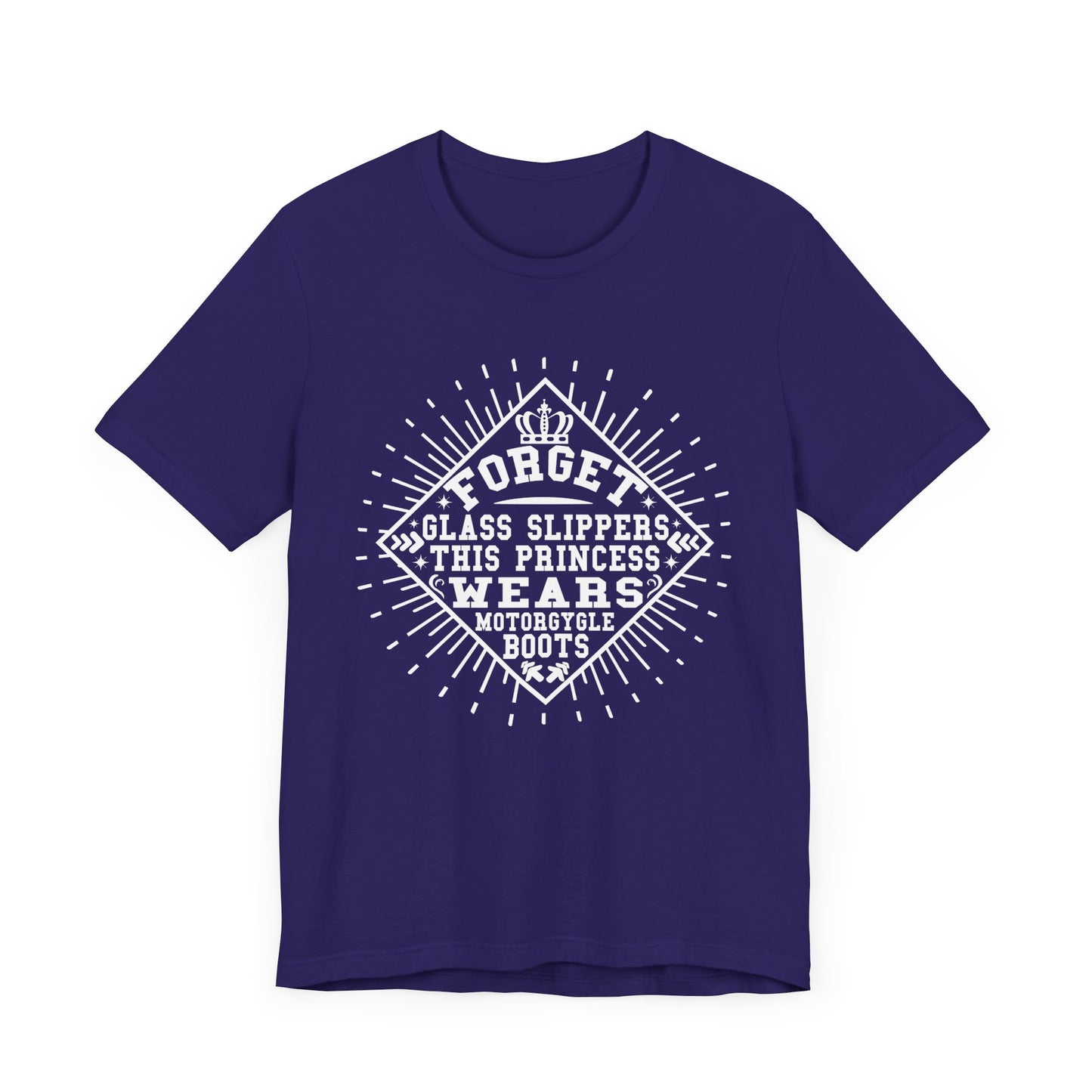 Forget Glass Slippers, This Princess Wears Motorcycle Boots - Unisex Jersey Short Sleeve Tee - 13497