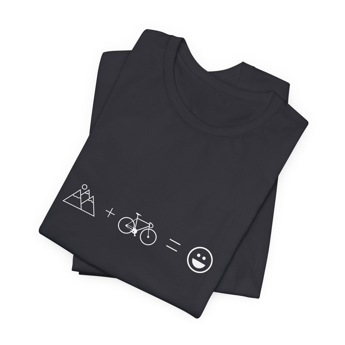 Bicycle: Mountain + Bicycle = Happiness - Unisex Jersey Short Sleeve Tee