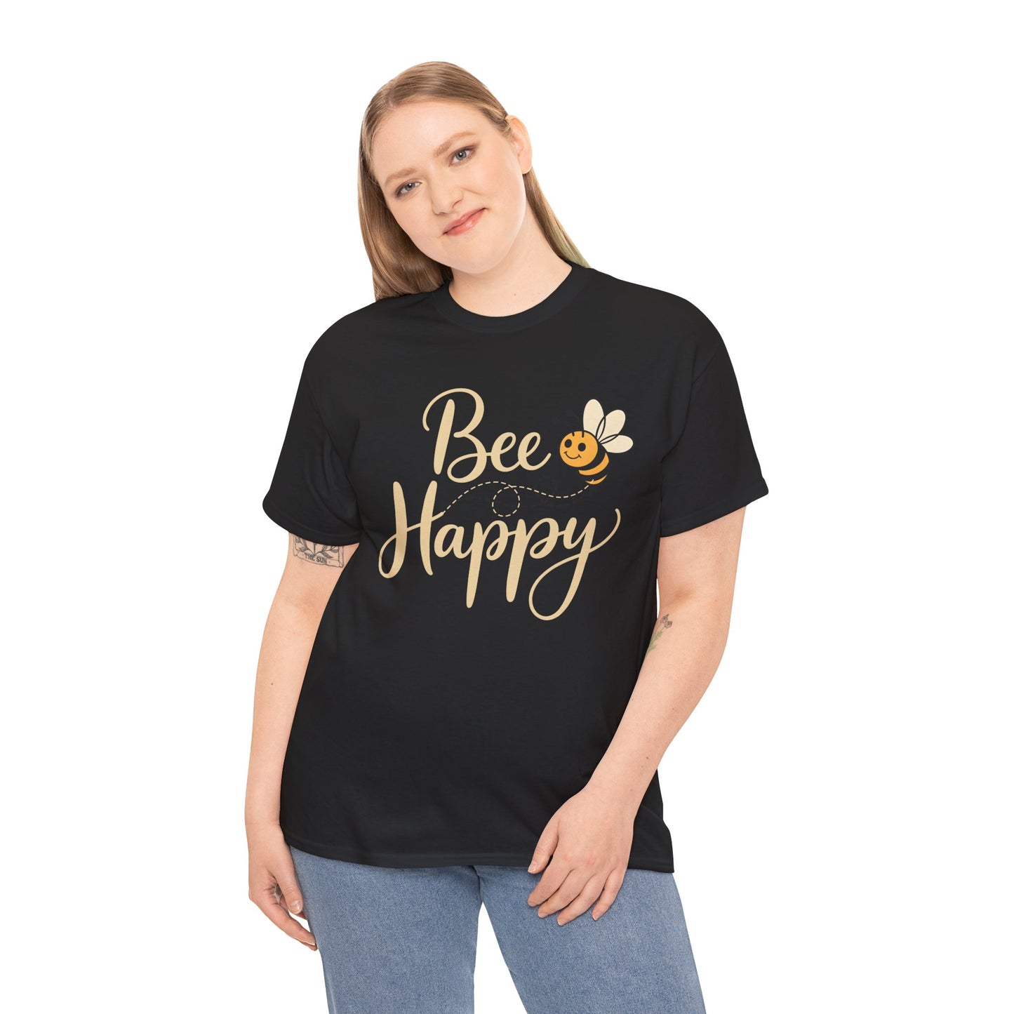 Bee Happy T-Shirt — Cute Bee Graphic Tee, Positive Vibes Gift Shirt - 14864