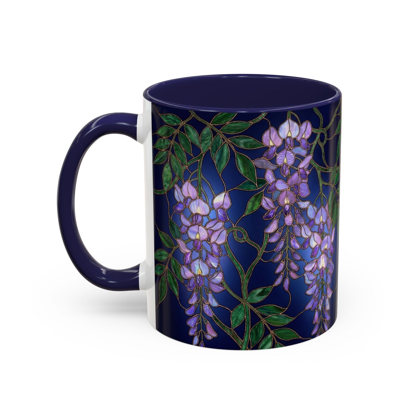 Wisteria Bloom Accent Coffee Mug — Stained Glass Design 11/15oz - 14589