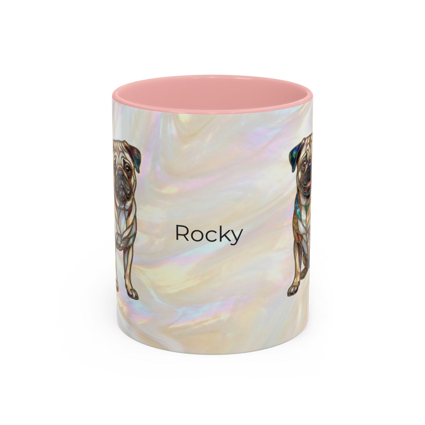 Personalized Pug Accent Coffee Mug –  Stained Glass Design (11/15oz) - 14547