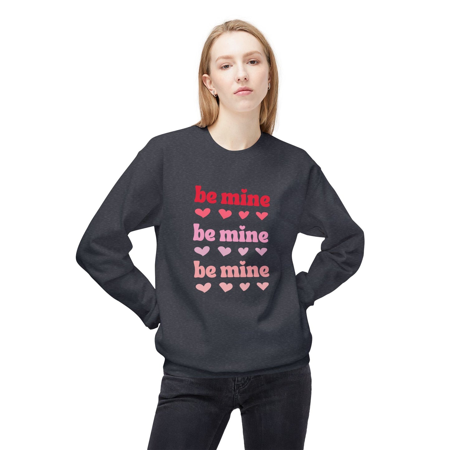Valentine's, Be Mine - Unisex Midweight Softstyle Fleece Crewneck Sweatshirt - 11428