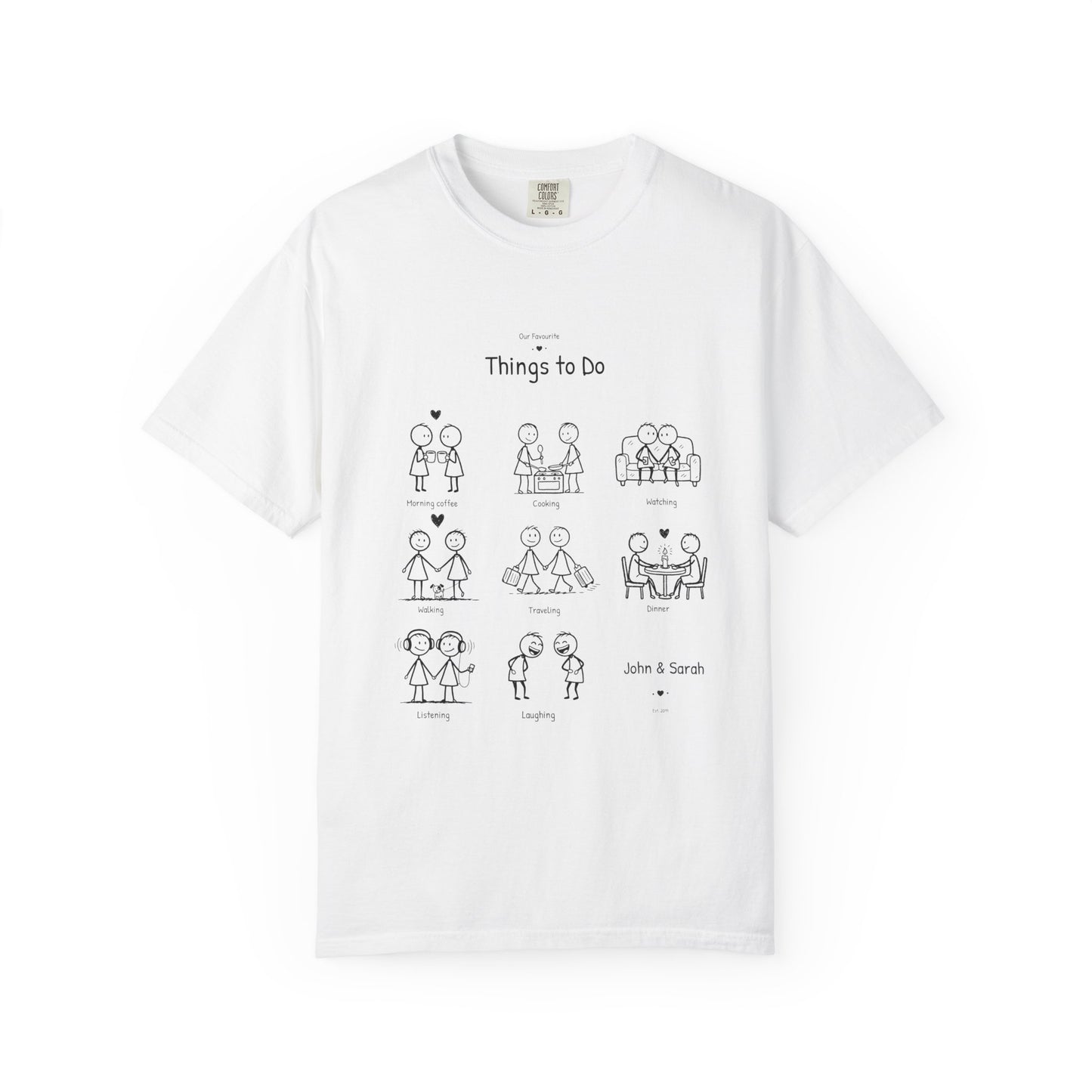 Our Favourite Things to Do Together – Personalised Valentine’s Illustration T-Shirt Gift - 14723