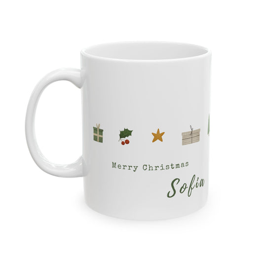 Merry Christmas, Sofia, Name Customizable - Ceramic Mug, (11oz, 15oz) - 11091