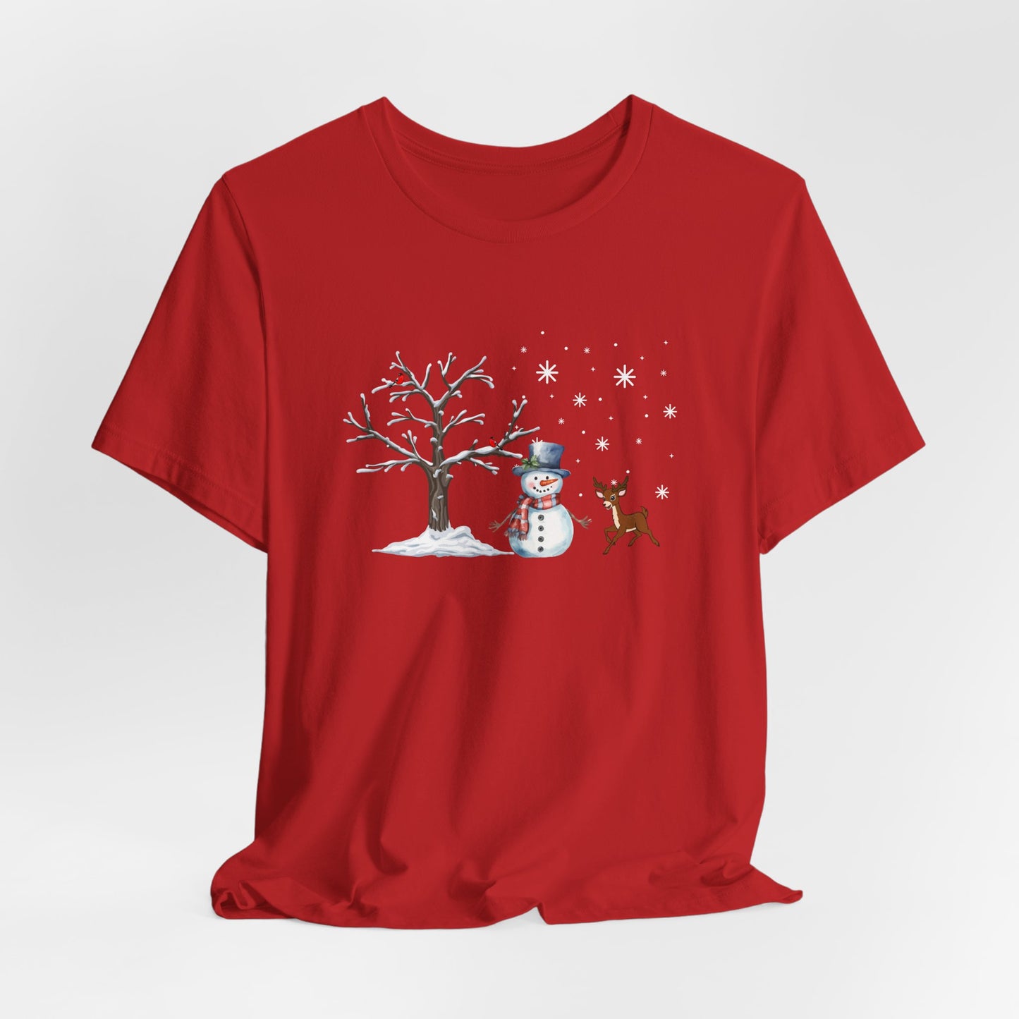 Snowman with Twinkle - Unisex Jersey Short Sleeve Tee