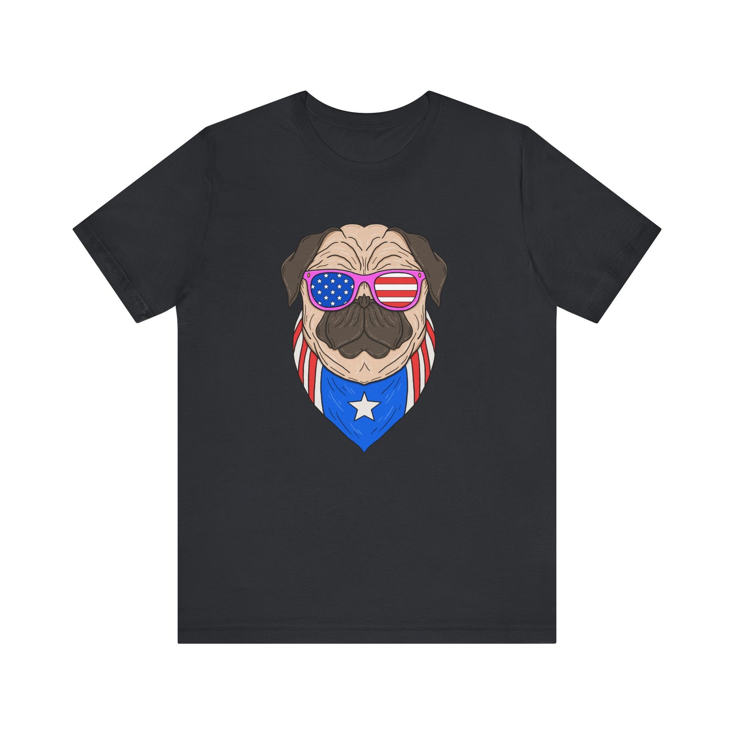 Patriotic Pug Tee, Independence Day T-Shirt, Dog Lovers Gift, Summer Casual Wear, Fun Family Outing Shirt - 13733