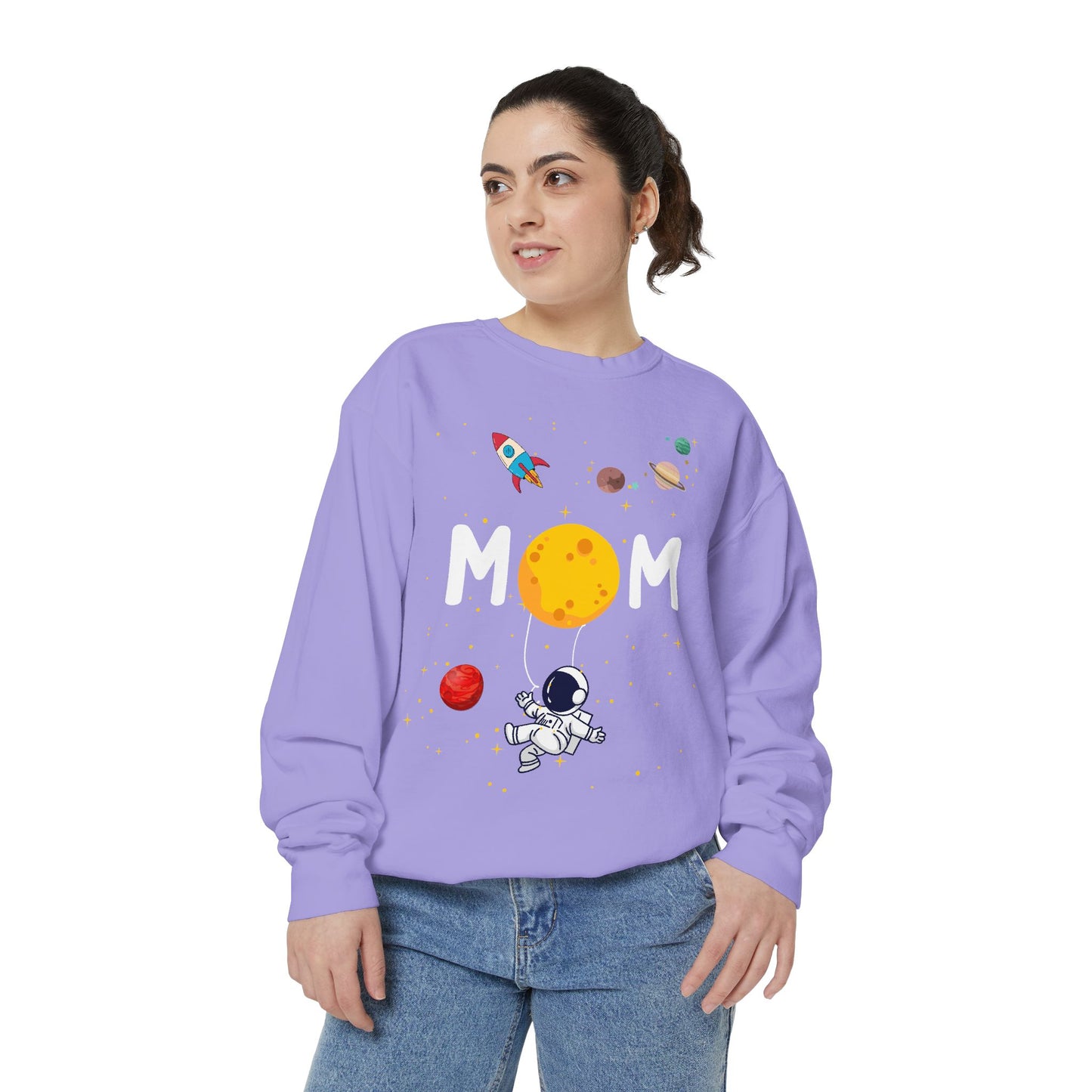 Astronaut Mom Garment-Dyed Sweatshirt | Space-Themed Gift for Mothers - 11838