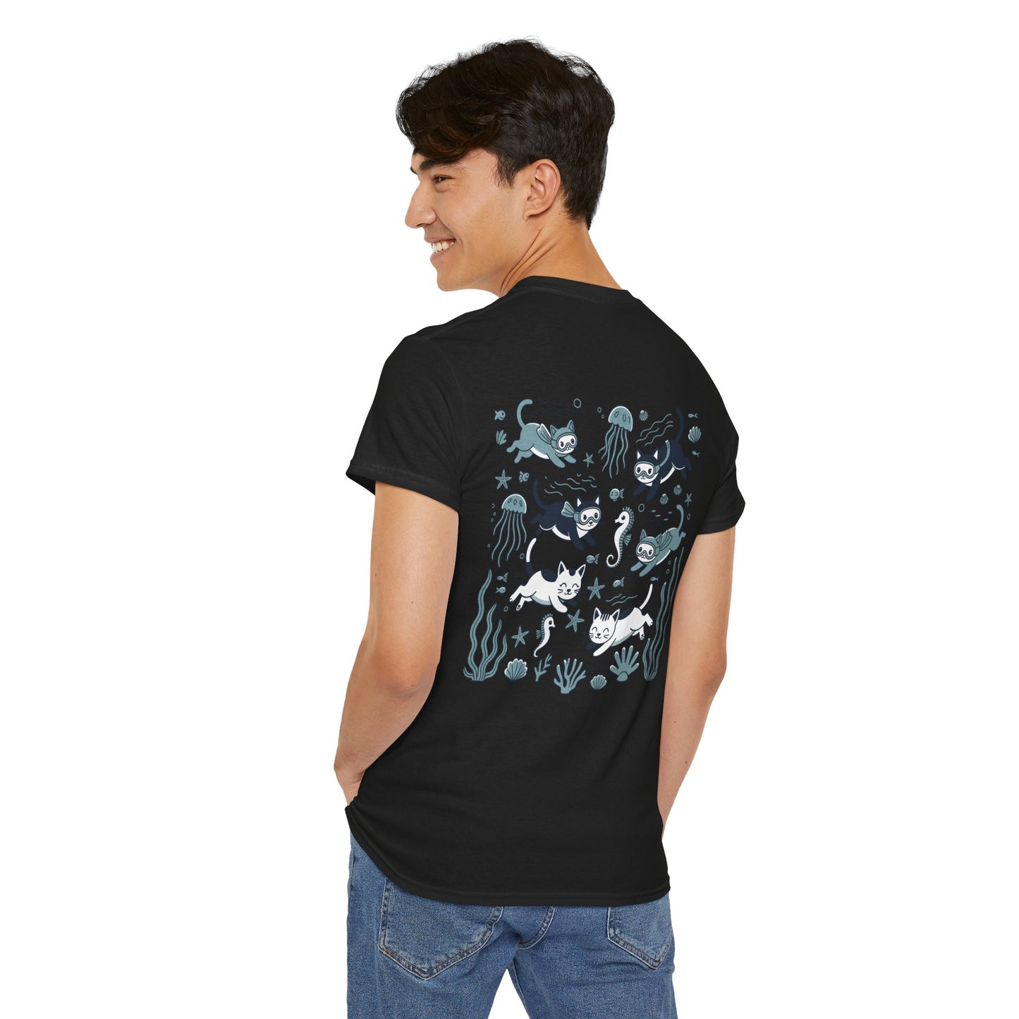 Sea Cats T-Shirt — Cute Underwater Cat Graphic Tee, Ocean Cat Lover Gift - 14869