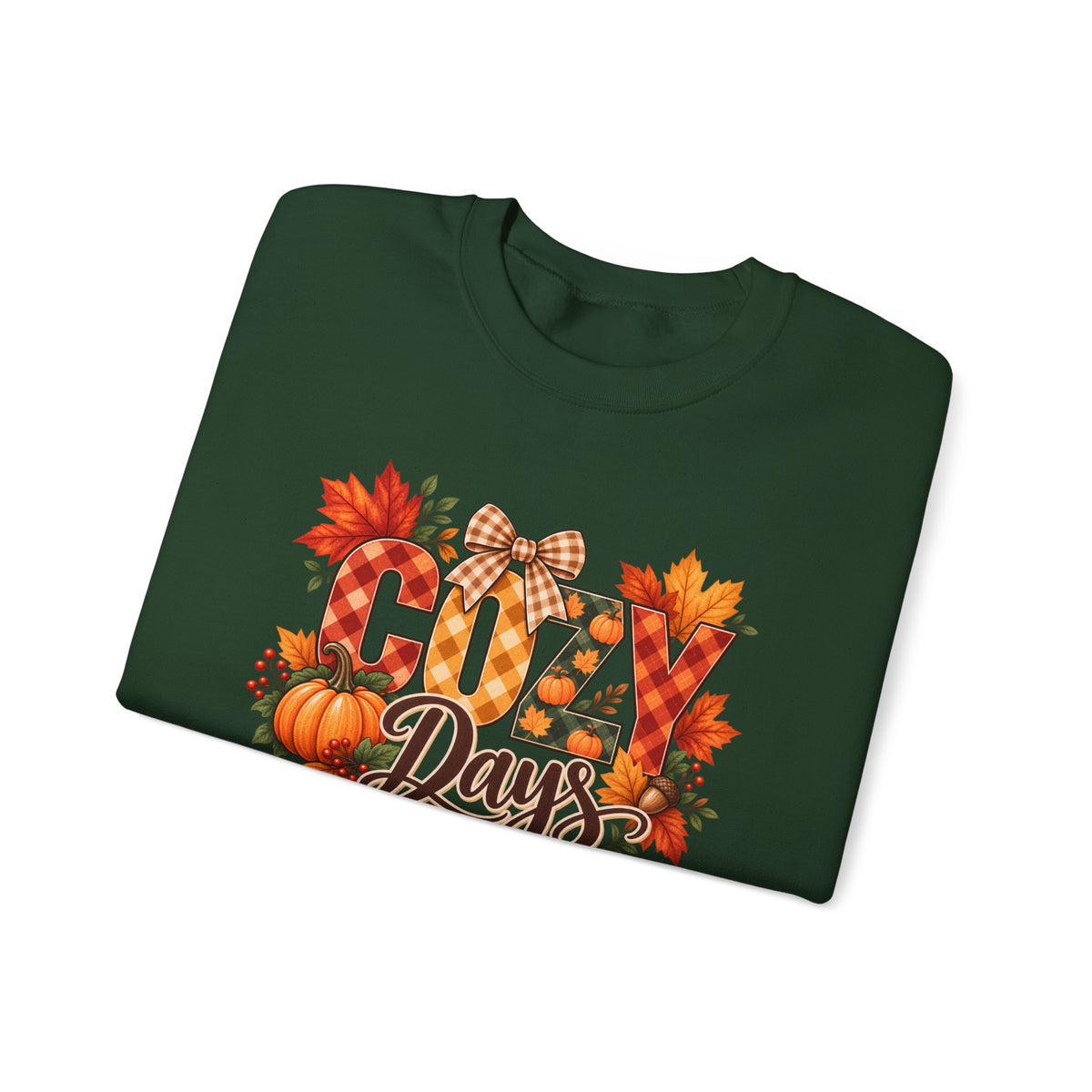 Cozy Days Sweatshirt,  Fall Pumpkin & Plaid Crewneck - 14525