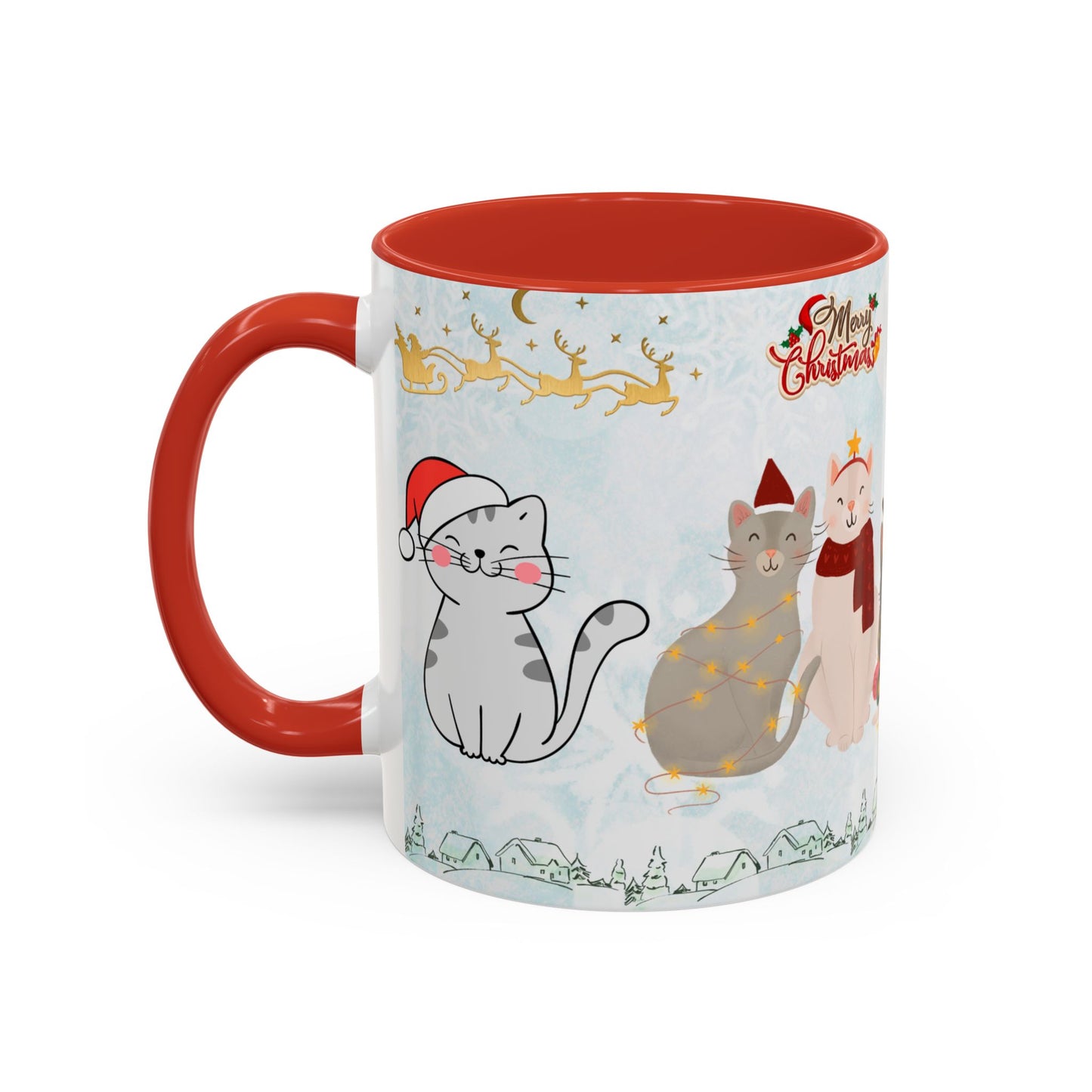 Merry Christmas, Cats - Accent Coffee Mug (11, 15oz)