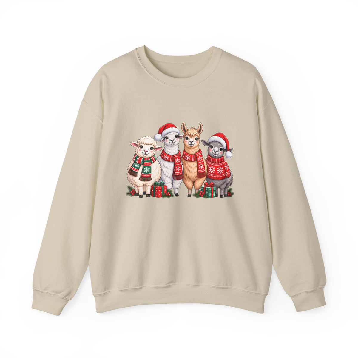 Festive Christmas Animal Friends Sweatshirt, Cute Sheep & Alpaca Holiday Crewneck - 14553