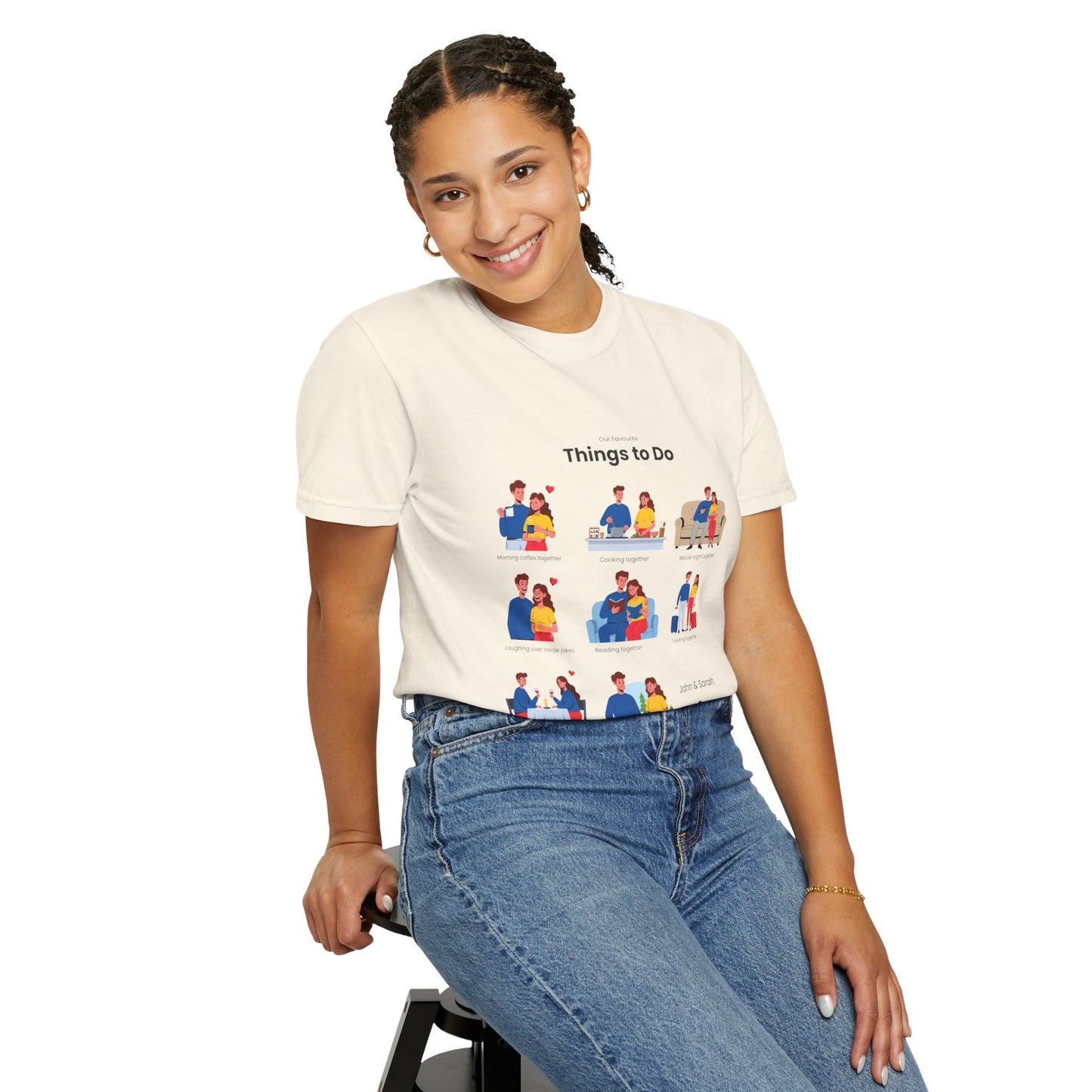 Our Favourite Things to Do Together – Personalised Valentine’s Illustration T-Shirt Gift - 14722