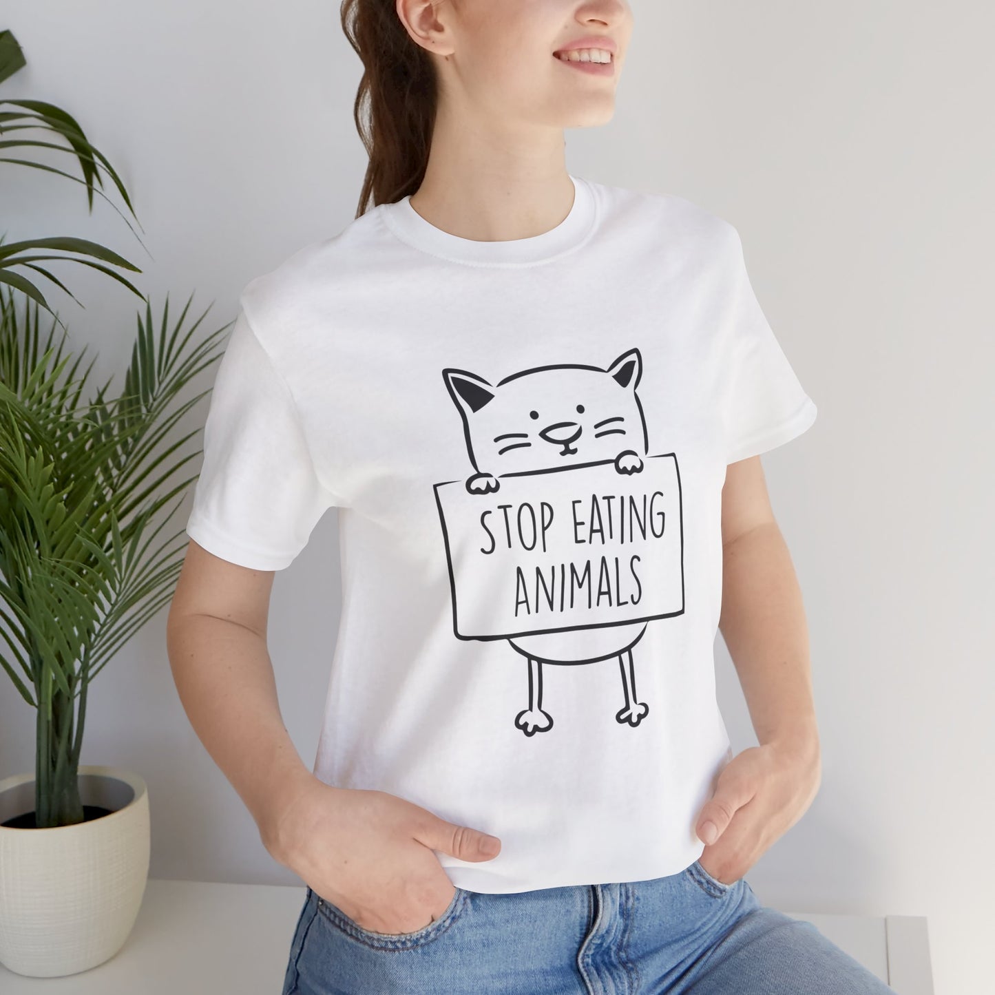 Vegan: Stop Eating Animals - Unisex Jersey Short Sleeve Tee