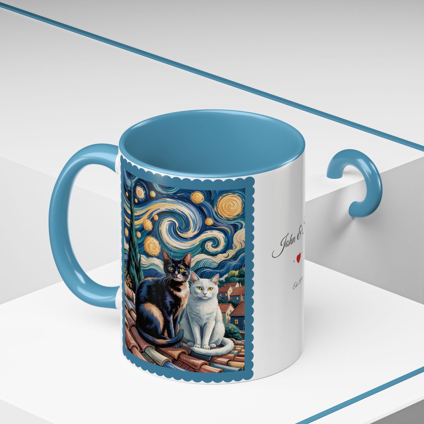 Van Gogh Inspired Cat Art Mug – Valentine’s Gift for Cat Lovers, 11oz / 15oz Coffee Mug - 14763