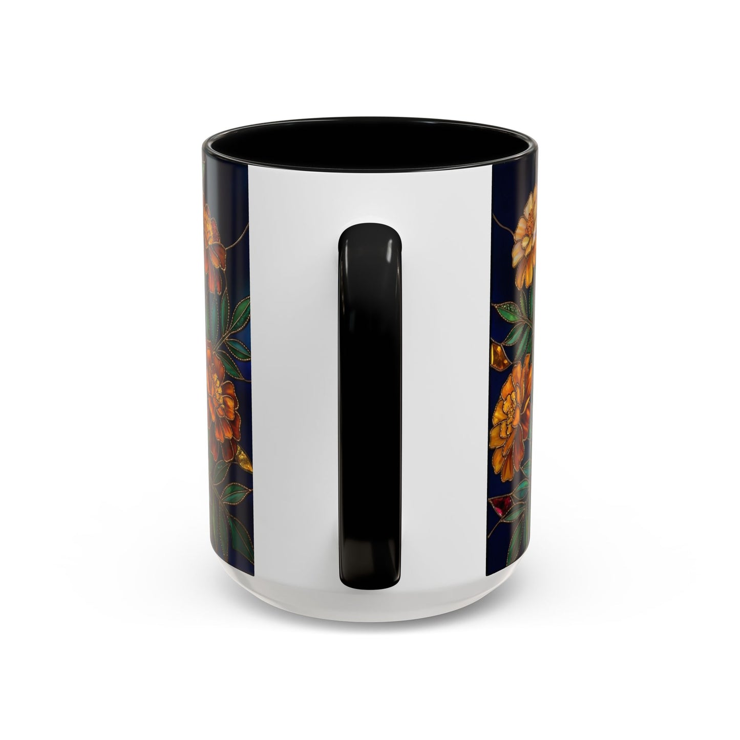 Marigold Floral Accent Coffee Mug — Dark Botanical 11/15oz - 14578
