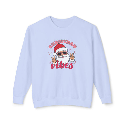 Santa, Christmas Vibes - Unisex Lightweight Crewneck Sweatshirt