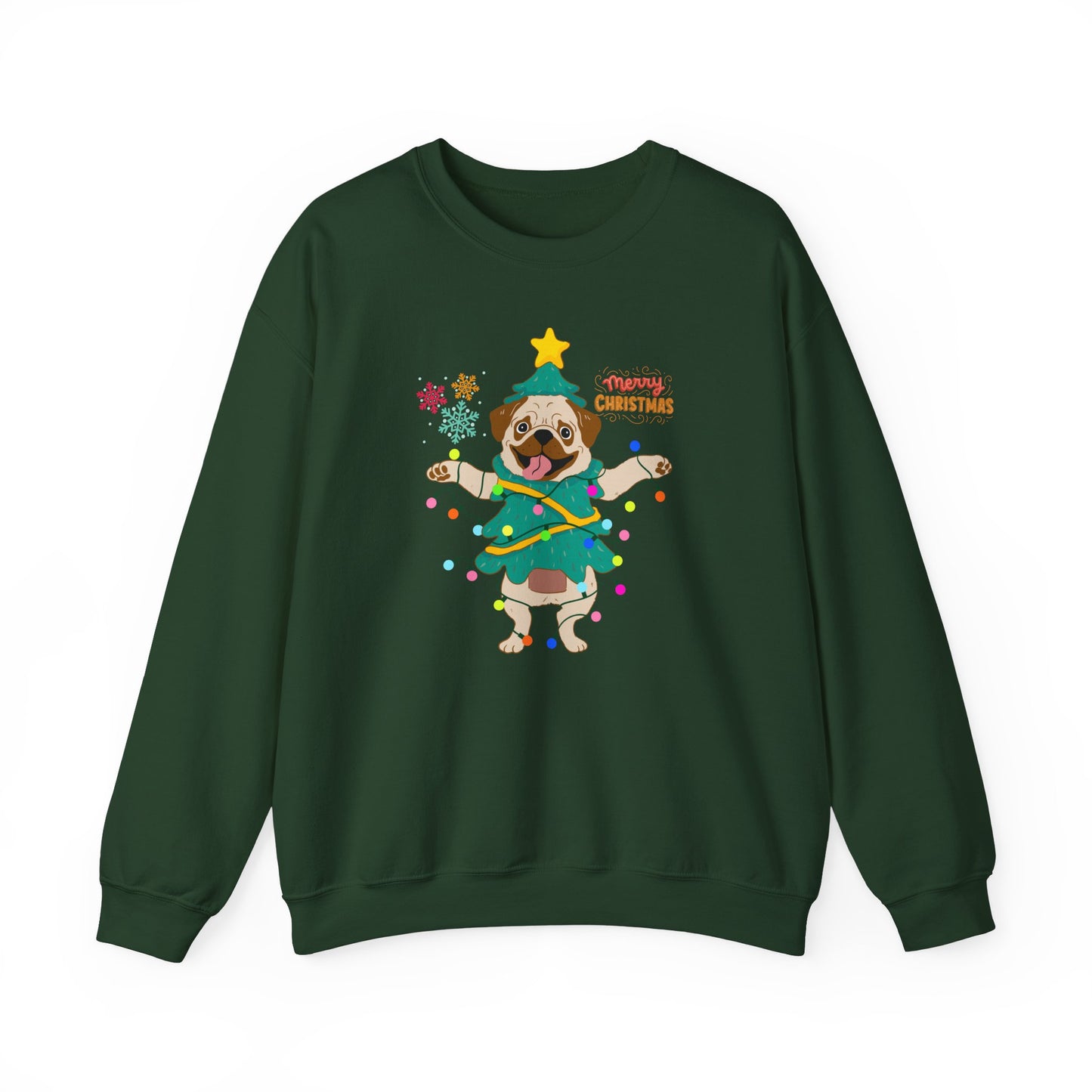 Pug, Merry Christmas - Unisex Heavy Blend™ Crewneck Sweatshirt - 10307