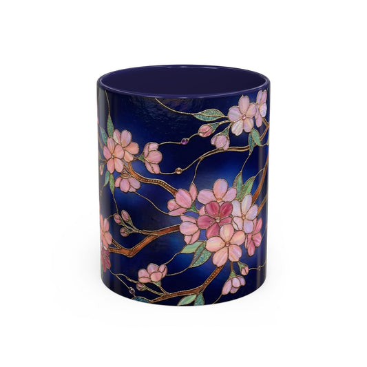 Cherry Blossom Accent Coffee Mug — Stained Glass Design 11/15oz - 14560