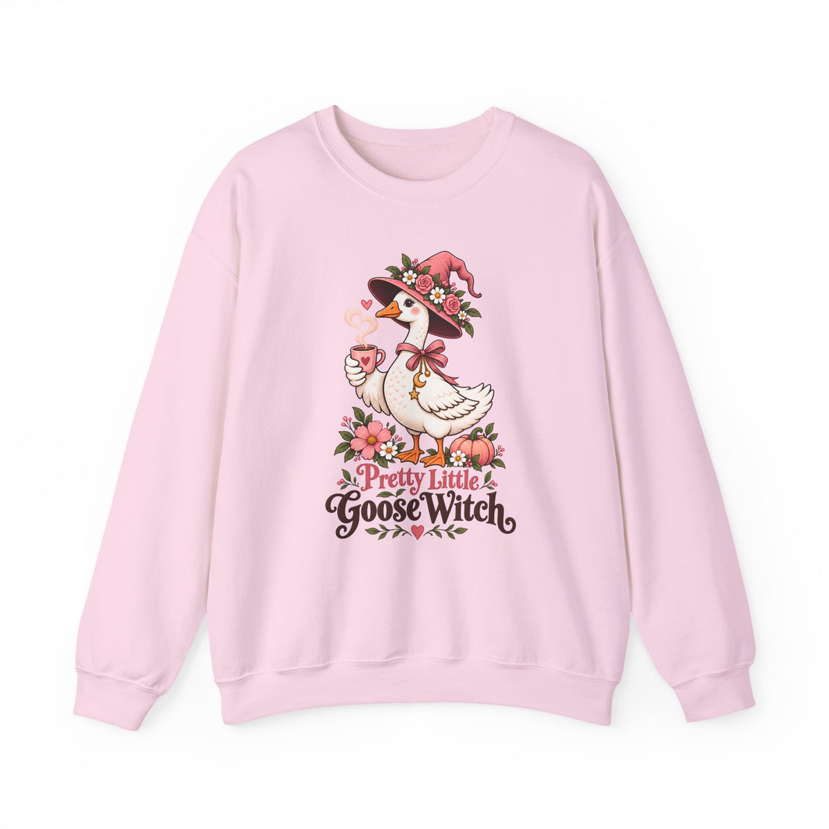 Pretty Little Goose Witch Sweatshirt, Cute Floral Halloween Crewneck - 14532