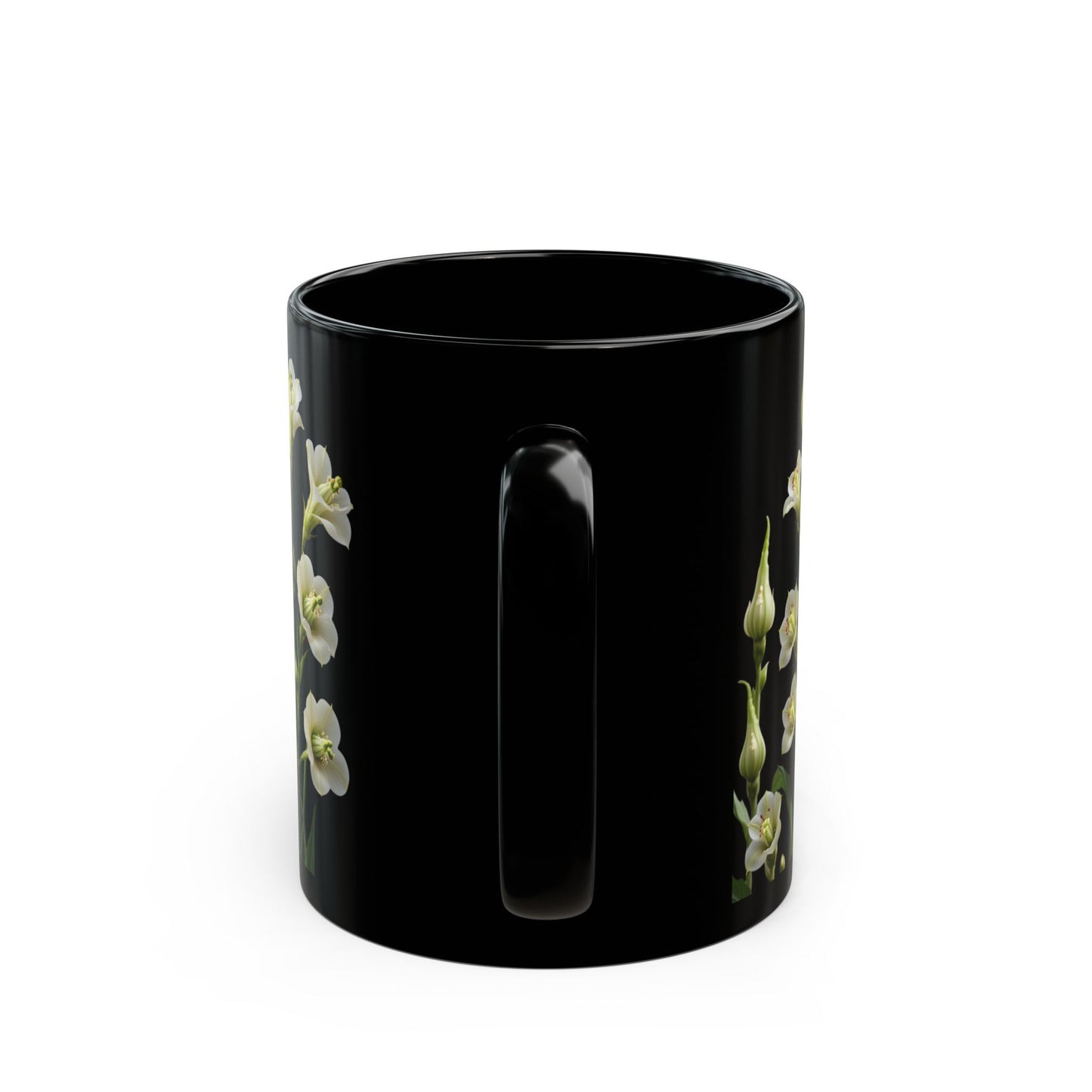 White Flowers - Black Mug (11oz, 15oz) - 10402