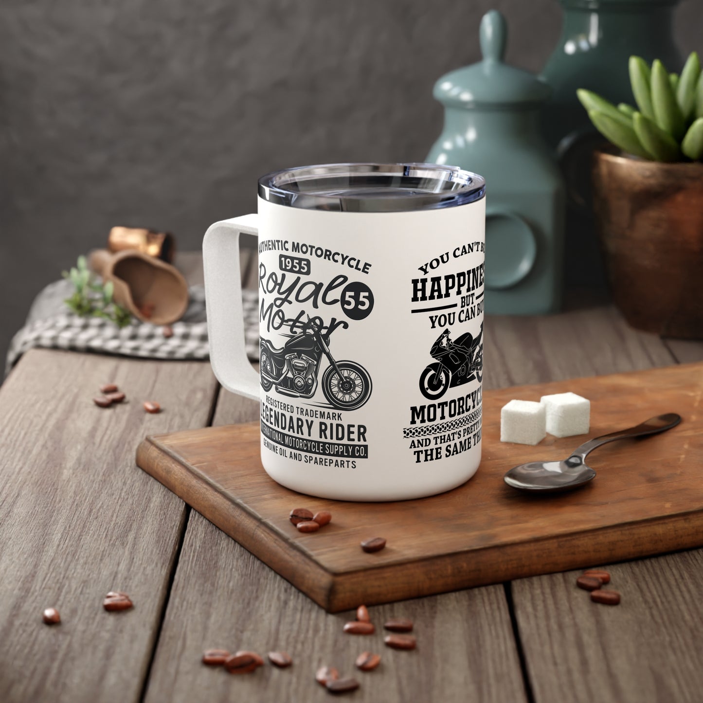 You Can't Buy Happiness But You Can Buy Motorcycles - Insulated Coffee Mug, 10oz