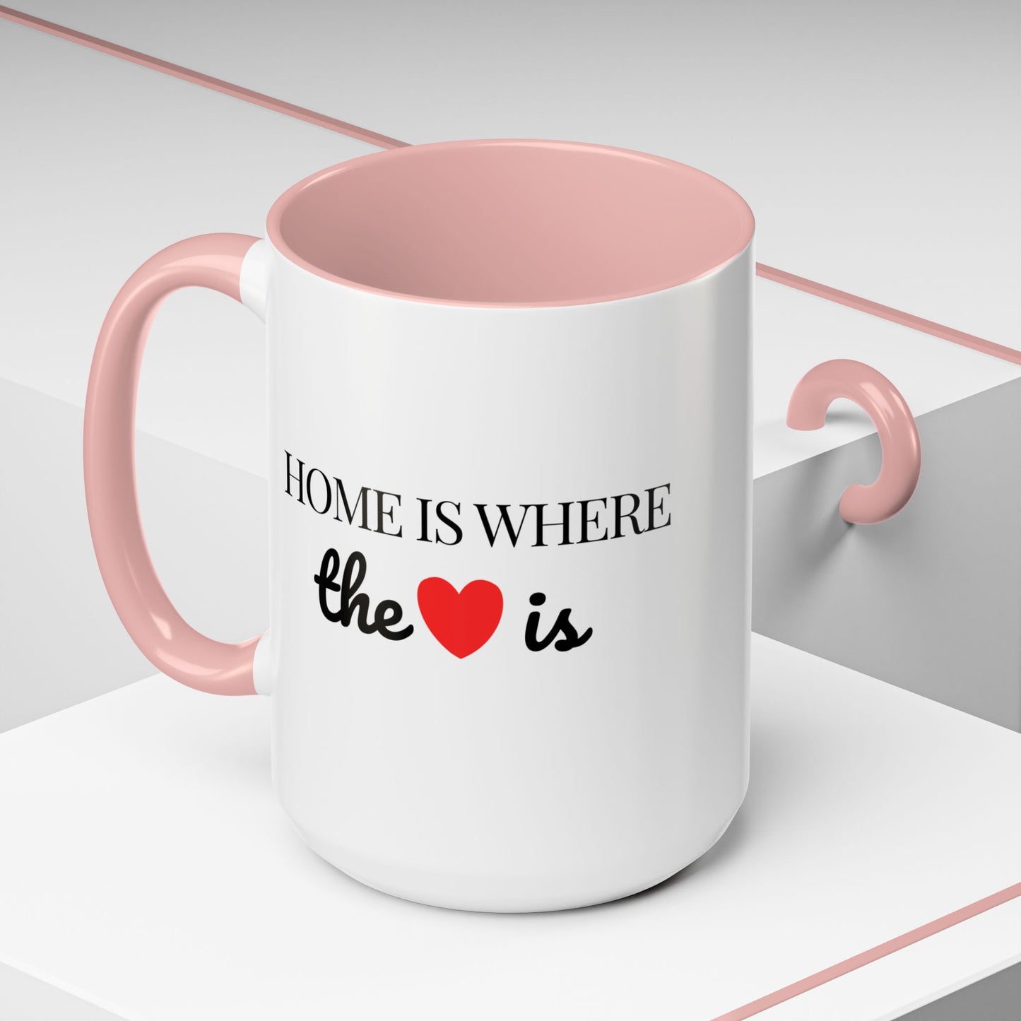 "Home is Where the Heart is" Coffee Mug —  Minimal Accent Ceramic Mug (11/15oz) - 14684