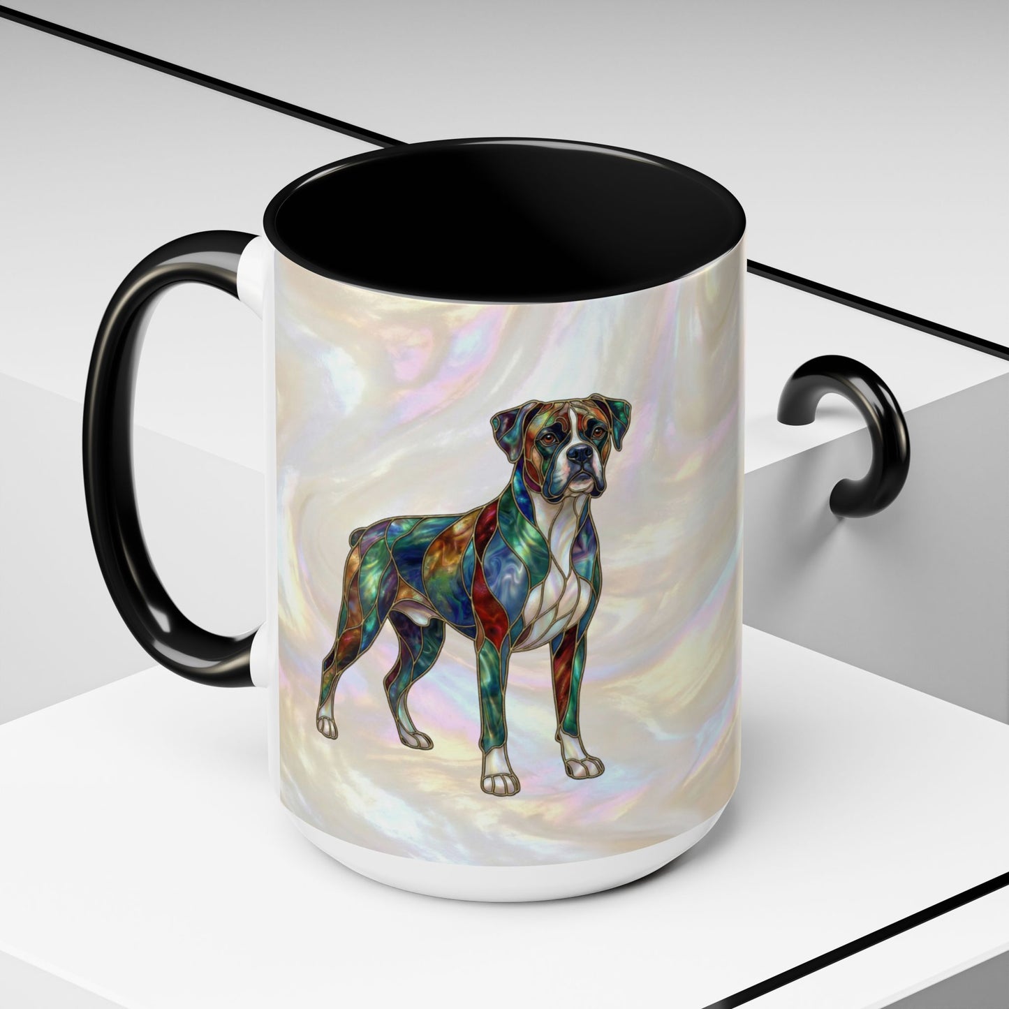 Boxer Accent Coffee Mug -Stained Glass Style (11/15oz) - 14621