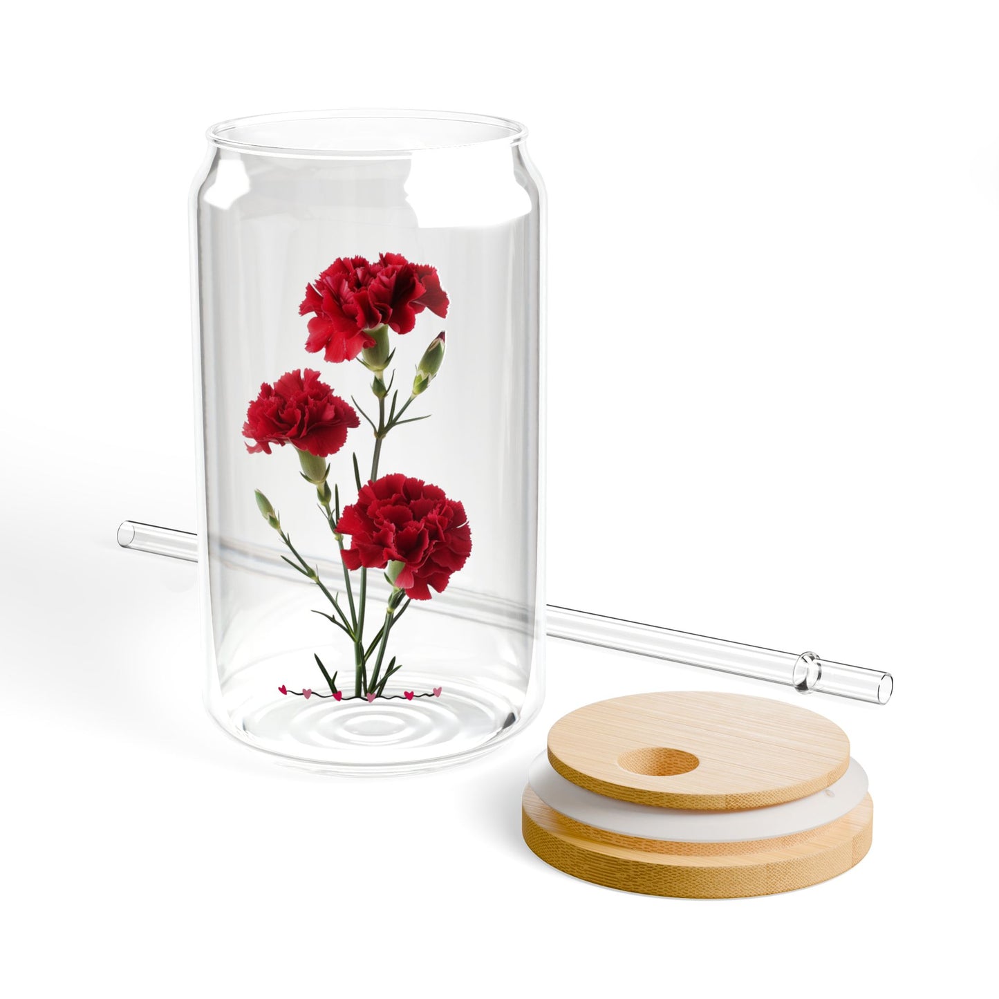 Bold Red Blooms,  Customizable - Sipper Glass, 16oz