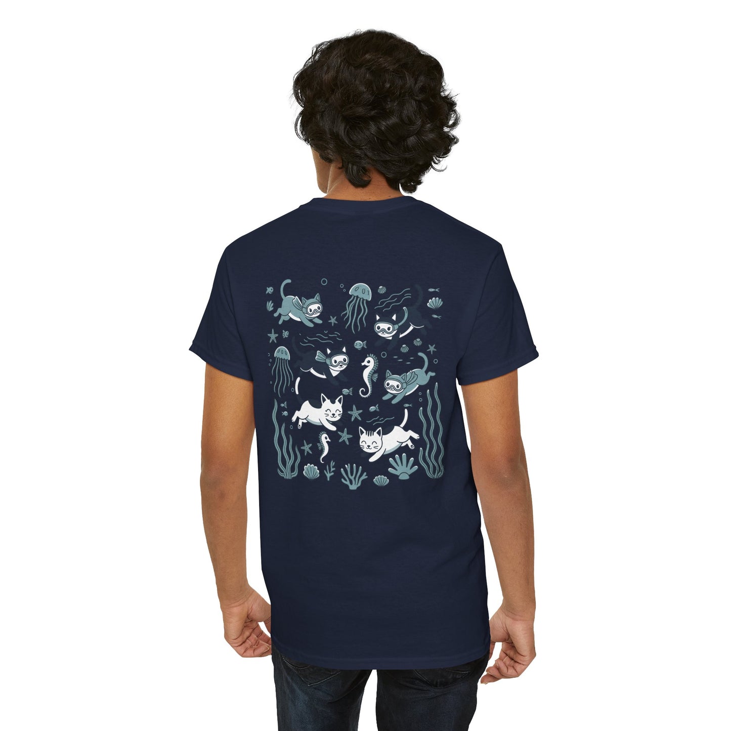 Sea Cats T-Shirt — Cute Underwater Cat Graphic Tee, Ocean Cat Lover Gift - 14869