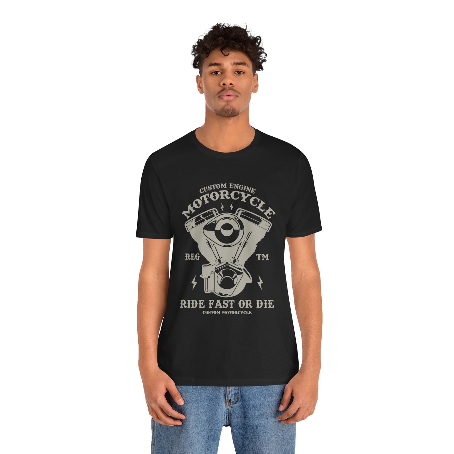 Custom Engine Motorcycle - Unisex Jersey Short Sleeve Tee