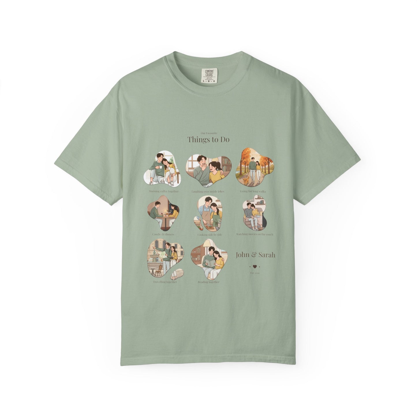 Our Favourite Things to Do Together – Personalised Valentine’s Illustration T-Shirt Gift - 14721