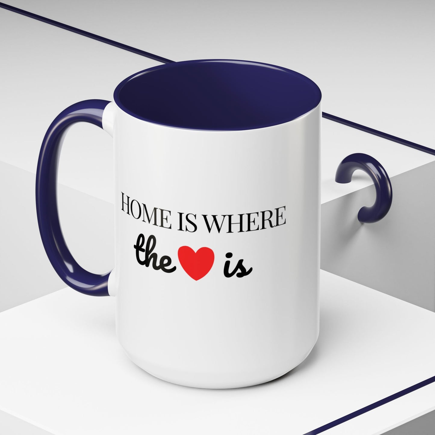 "Home is Where the Heart is" Coffee Mug —  Minimal Accent Ceramic Mug (11/15oz) - 14684