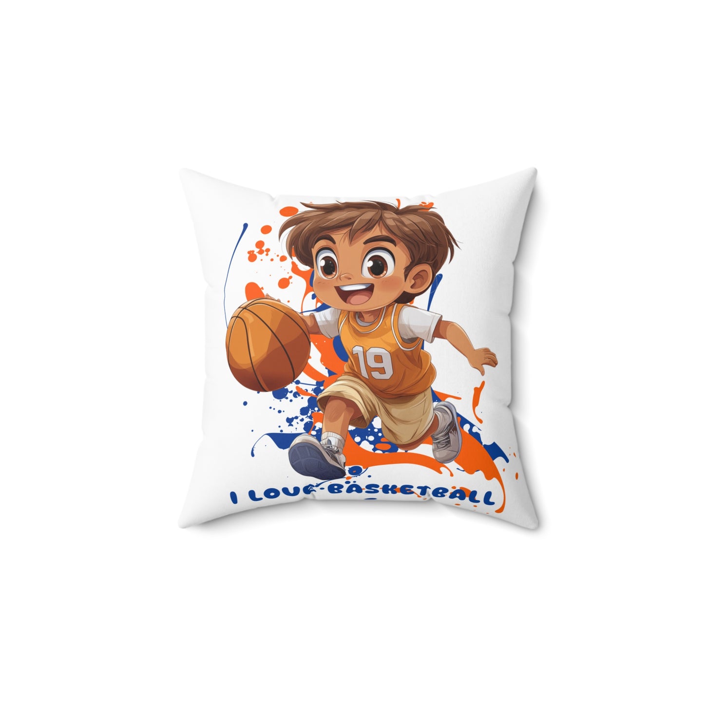 I Love Basketball - Spun Polyester Square Pillow