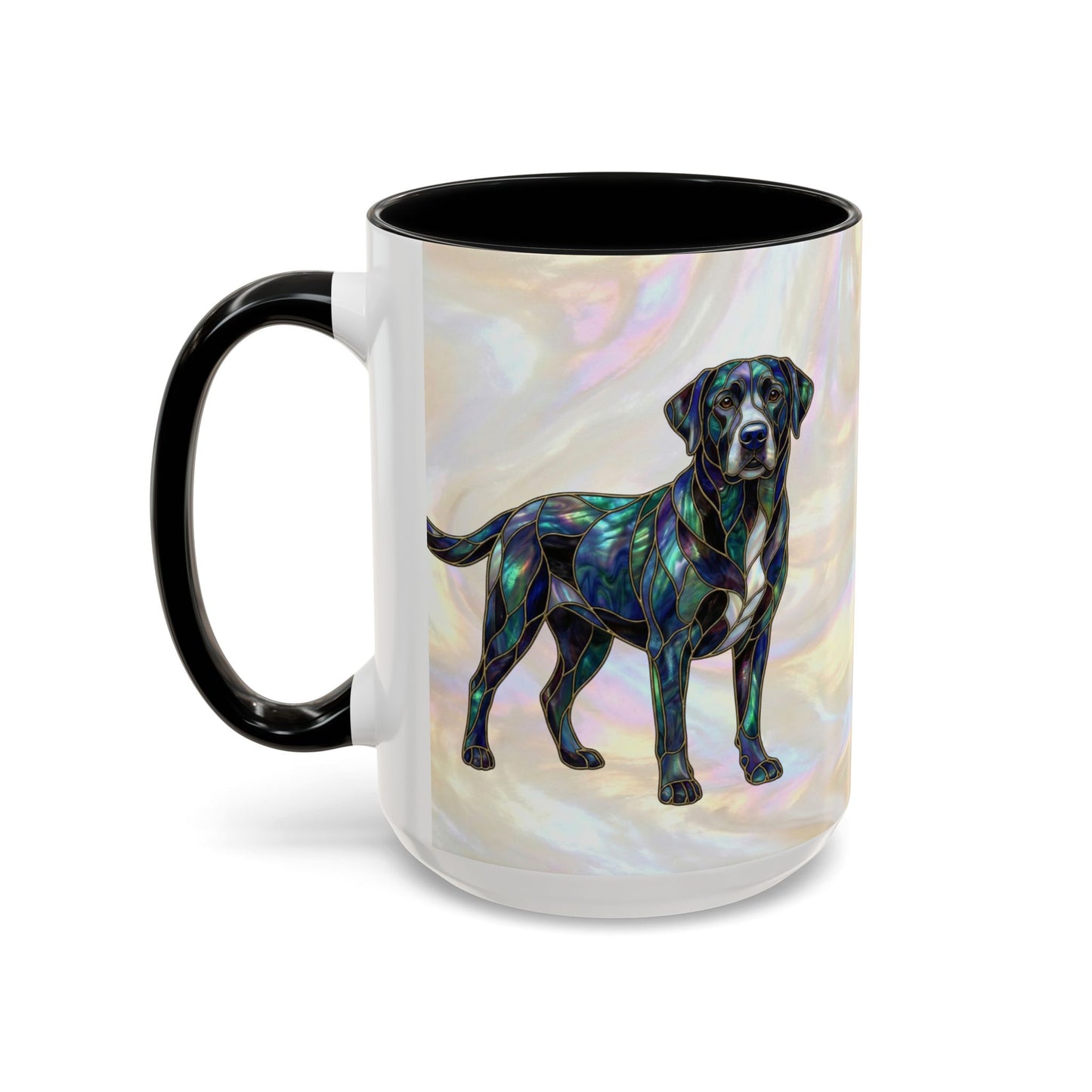 Black Labrador Accent Coffee Mug -Stained Glass Style (11/15oz) 14618