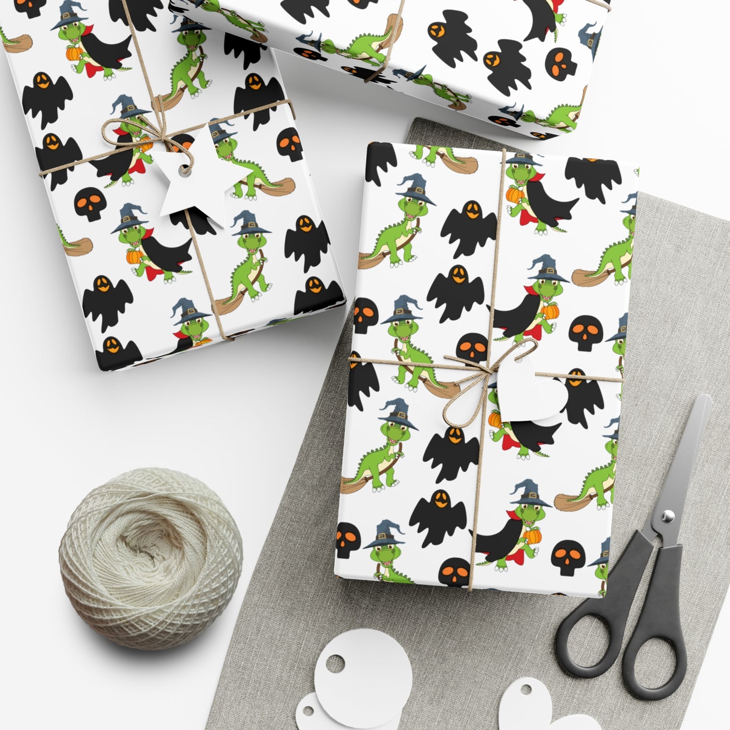 Green Dinosaur Witch  - Gift Wrap Papers