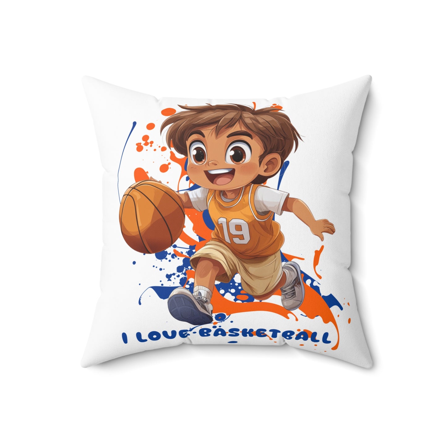 I Love Basketball - Spun Polyester Square Pillow