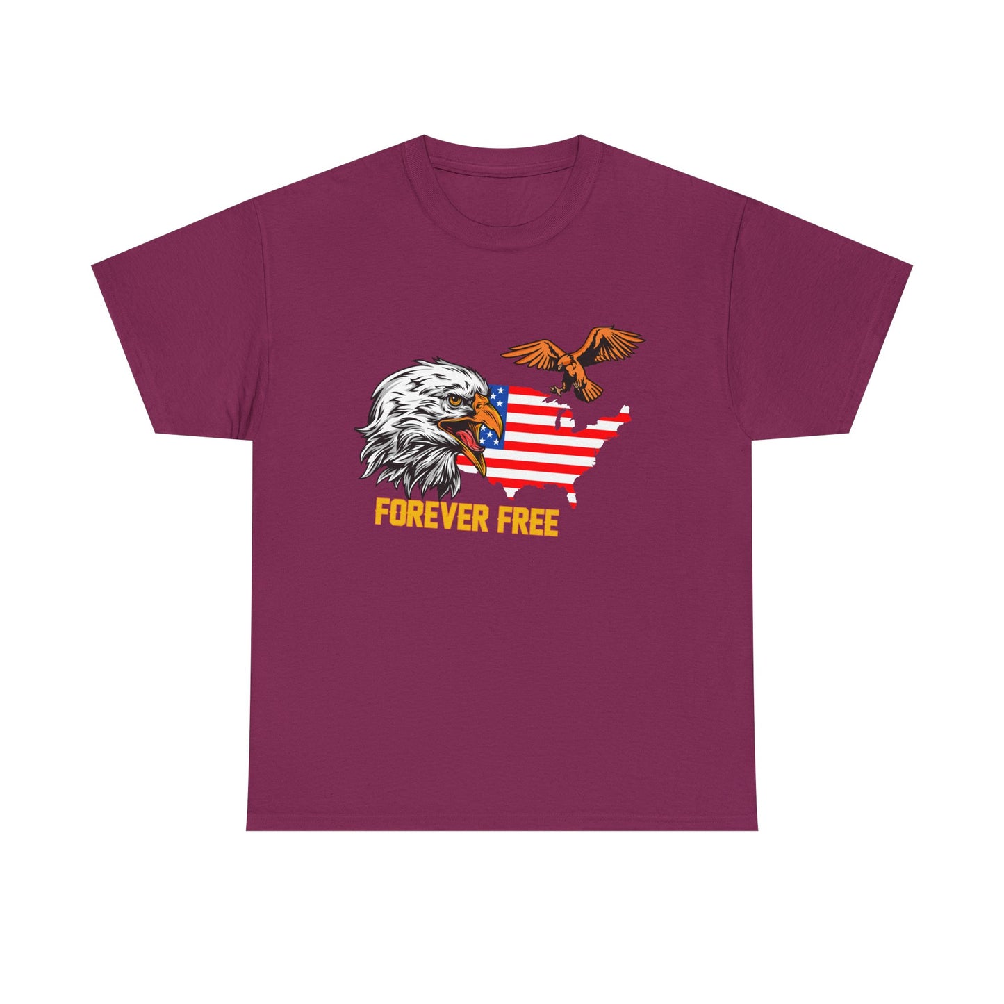 Unisex Heavy Cotton Tee with "Forever Free" Design - Perfect for Patriotic Events, July 4th Celebrations, Gifts, Summer Wear, Casual Outfits - 13692
