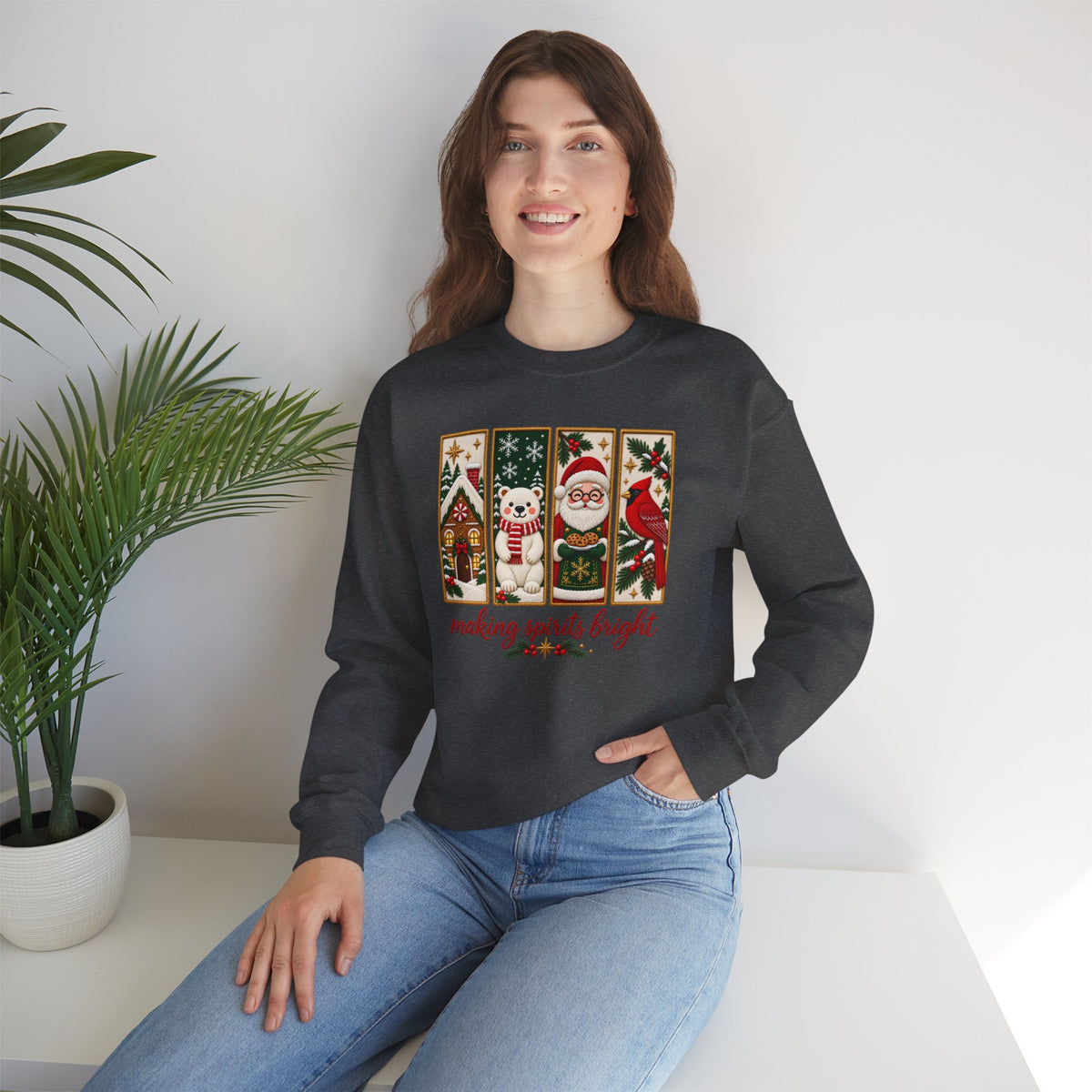 Making Spirits Bright Sweatshirt, Cute Vintage Christmas Crewneck - 14548