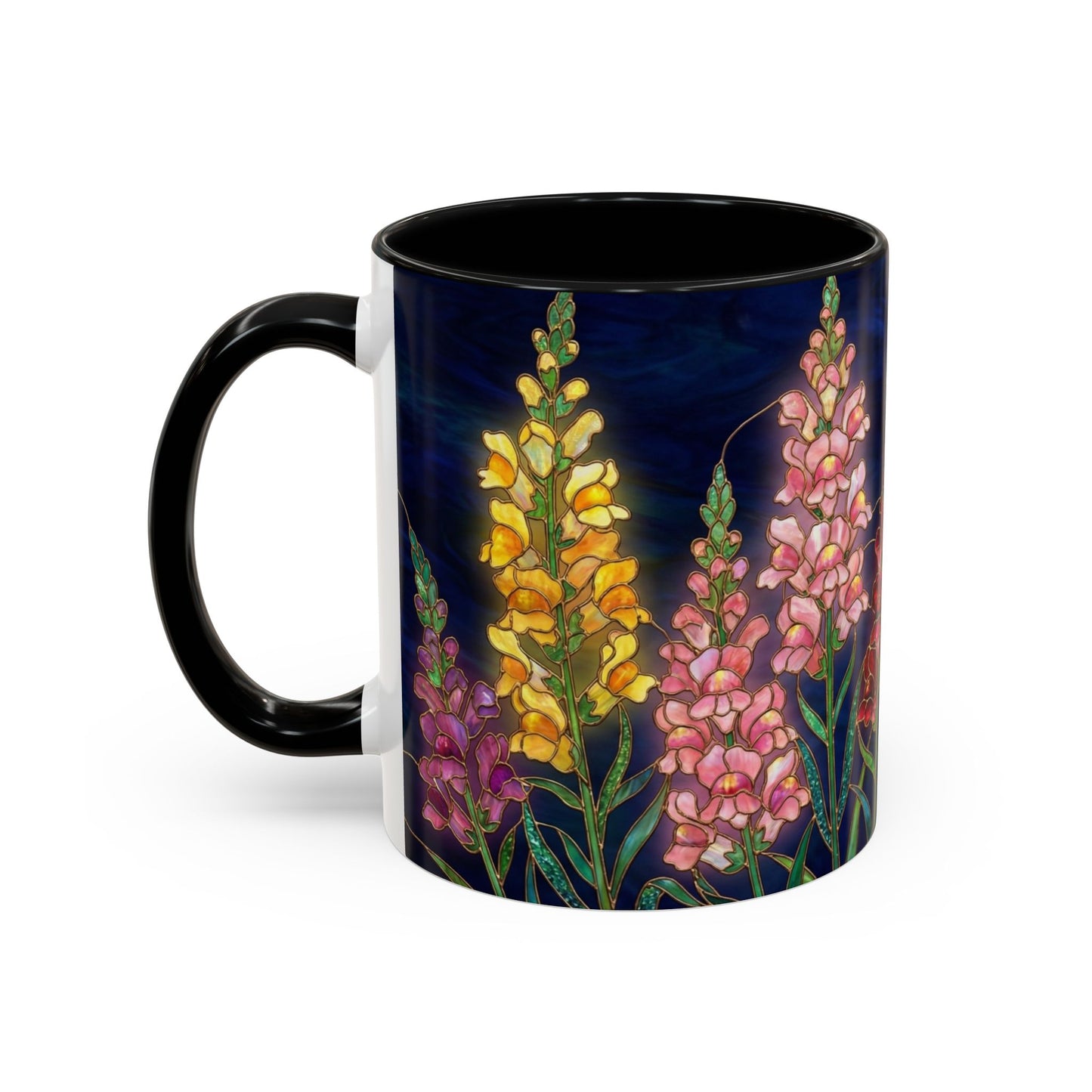 Snapdragon Floral Accent Coffee Mug — Stained Glass Design (11/15oz) - 14586