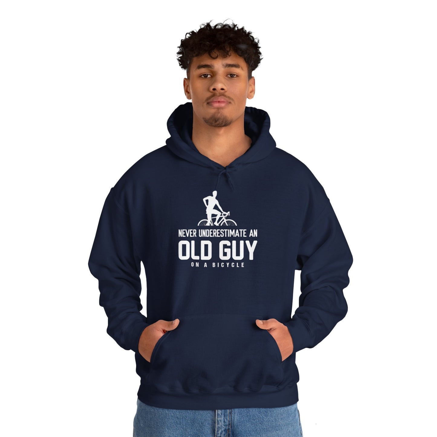 Never Underestimate An Old Guy On A Bicycle - Unisex Heavy Blend™ Hooded Sweatshirt