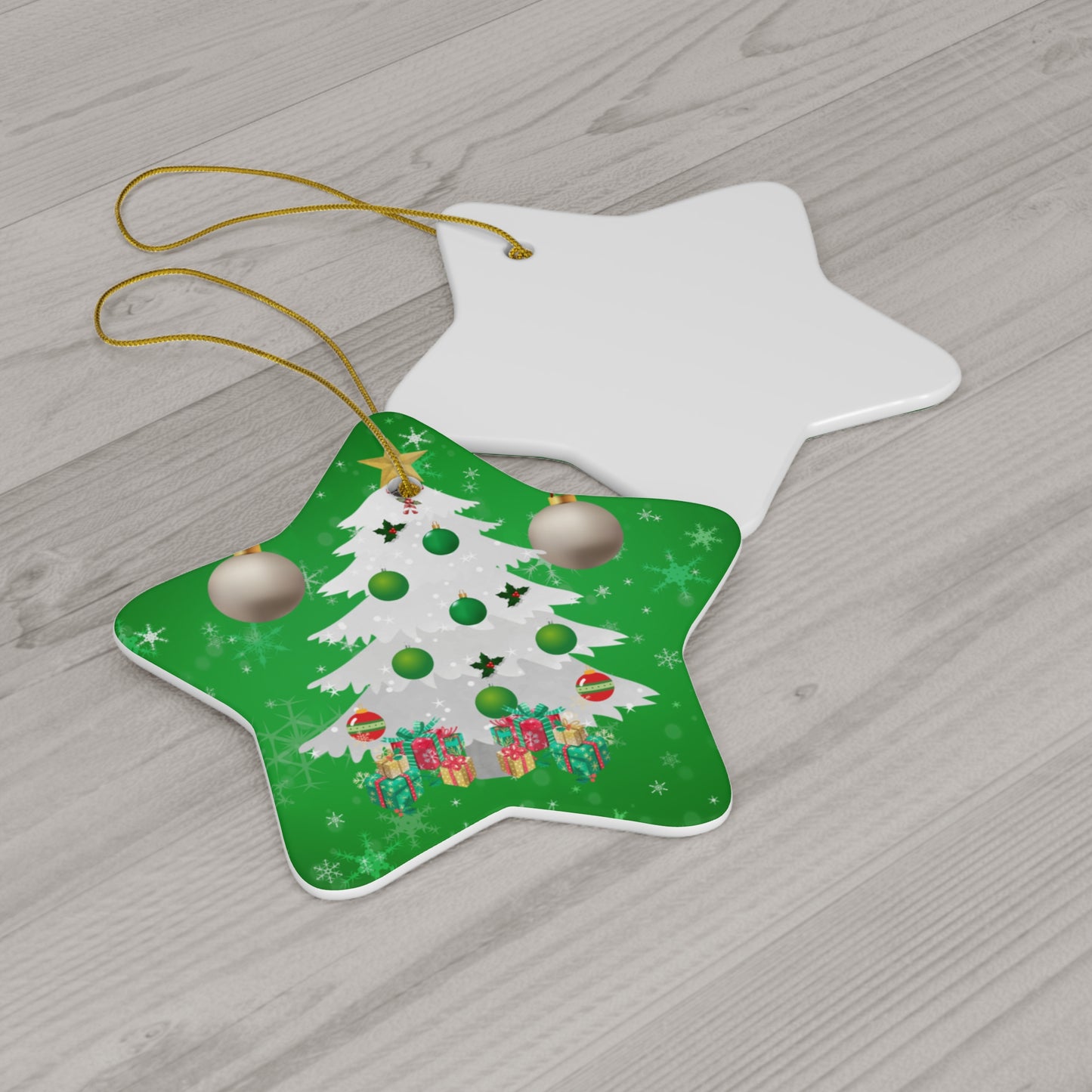 Snow Tree - Ceramic Ornament, 4 Shapes