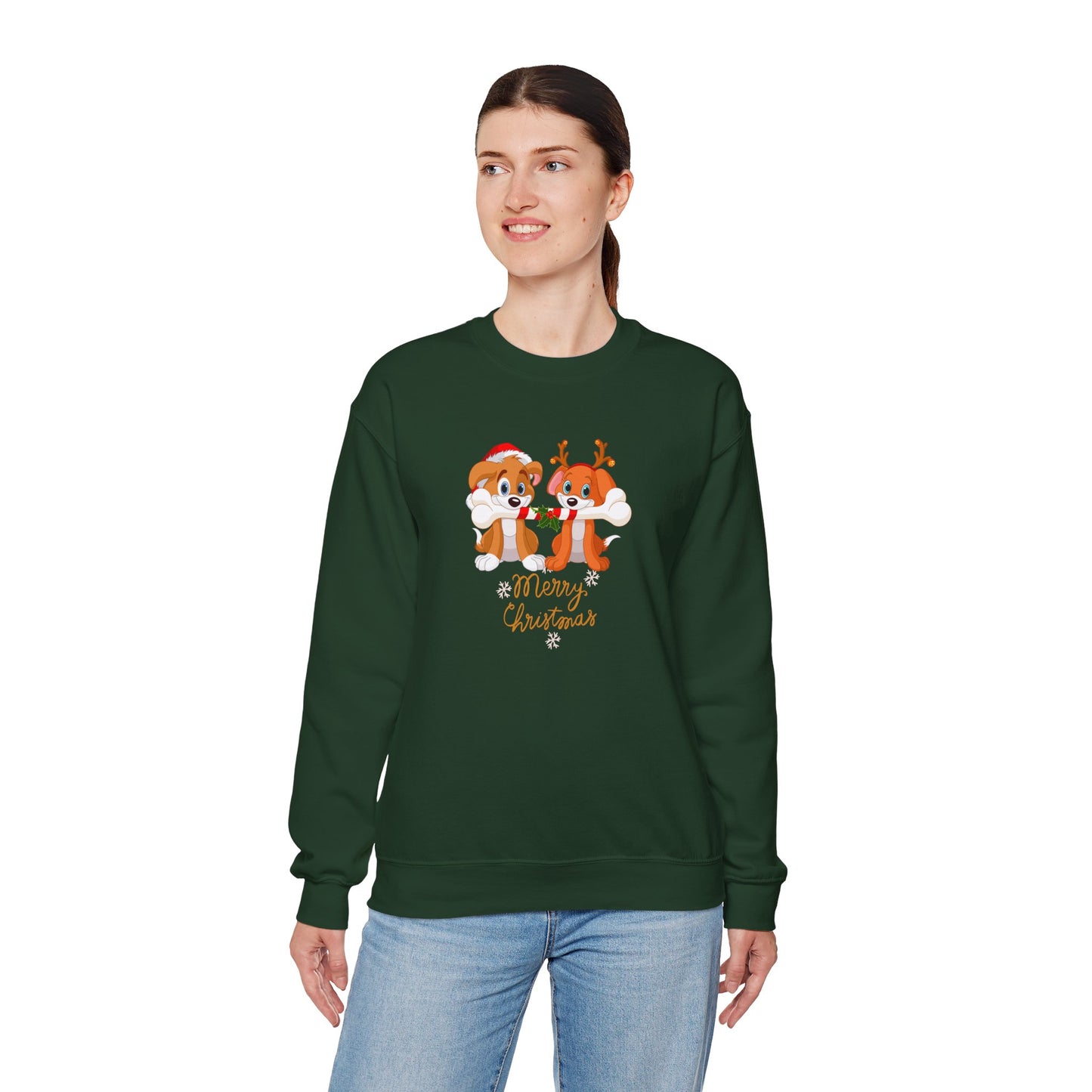 Cute Puppies, Merry Christmas - Unisex Heavy Blend™ Crewneck Sweatshirt