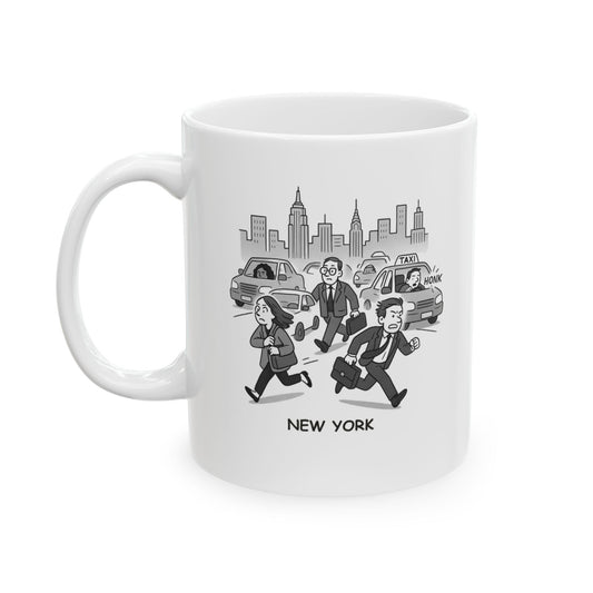 "New York: Where ‘rush hour’ is a lifestyle, not just a time of day." Ceramic Mug - 12853