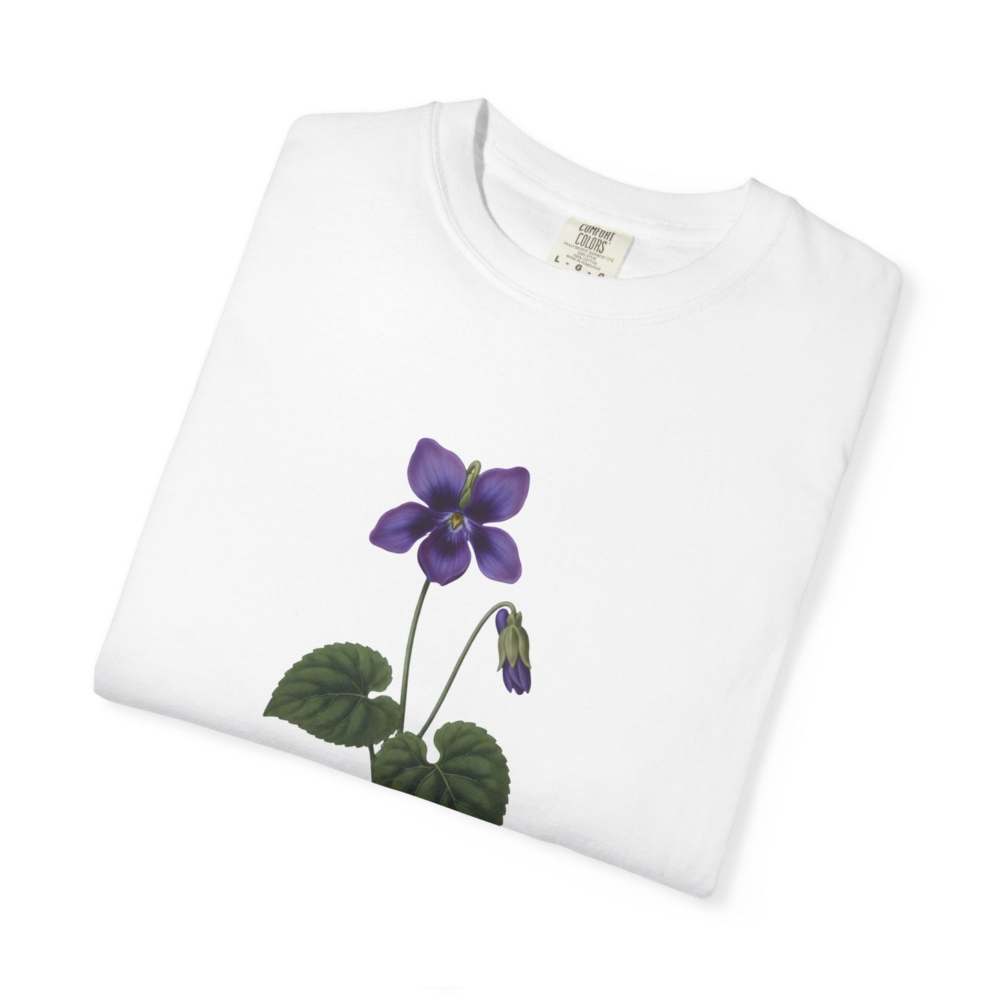 February Birth Flower Violet T-Shirt – Heavyweight Garment-Dyed Tee - 14700