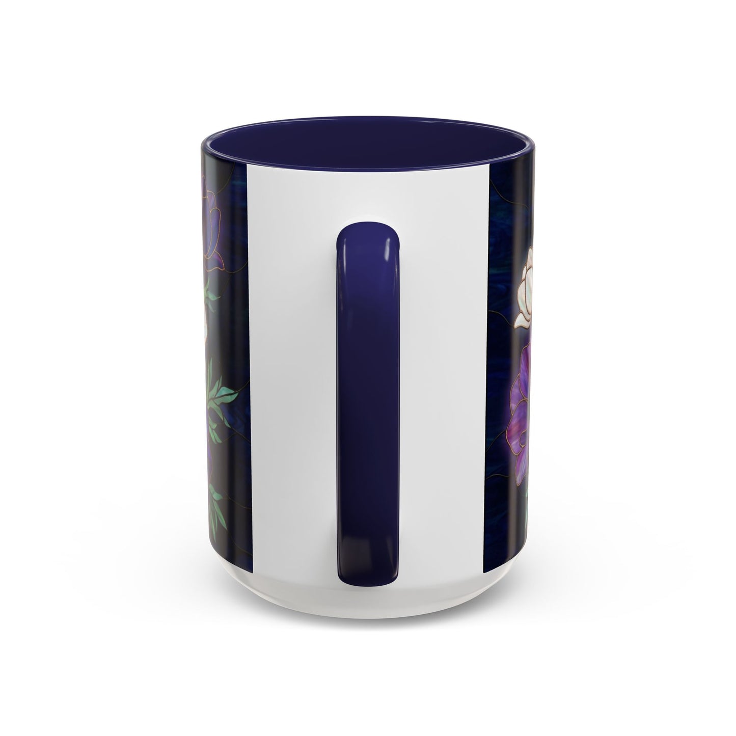 Floral Anemone Accent Coffee Mug — Stained Glass Design 11/15oz - 14552