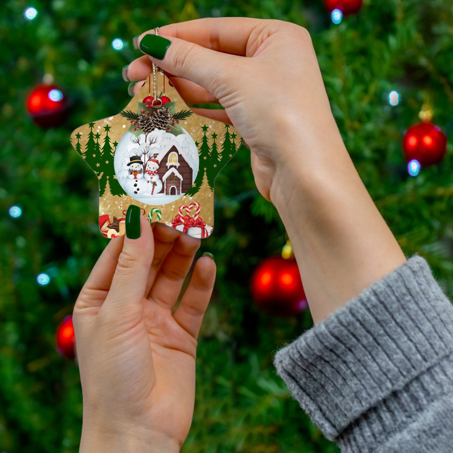 Merry Christmas - Ceramic Ornament, 4 Shapes