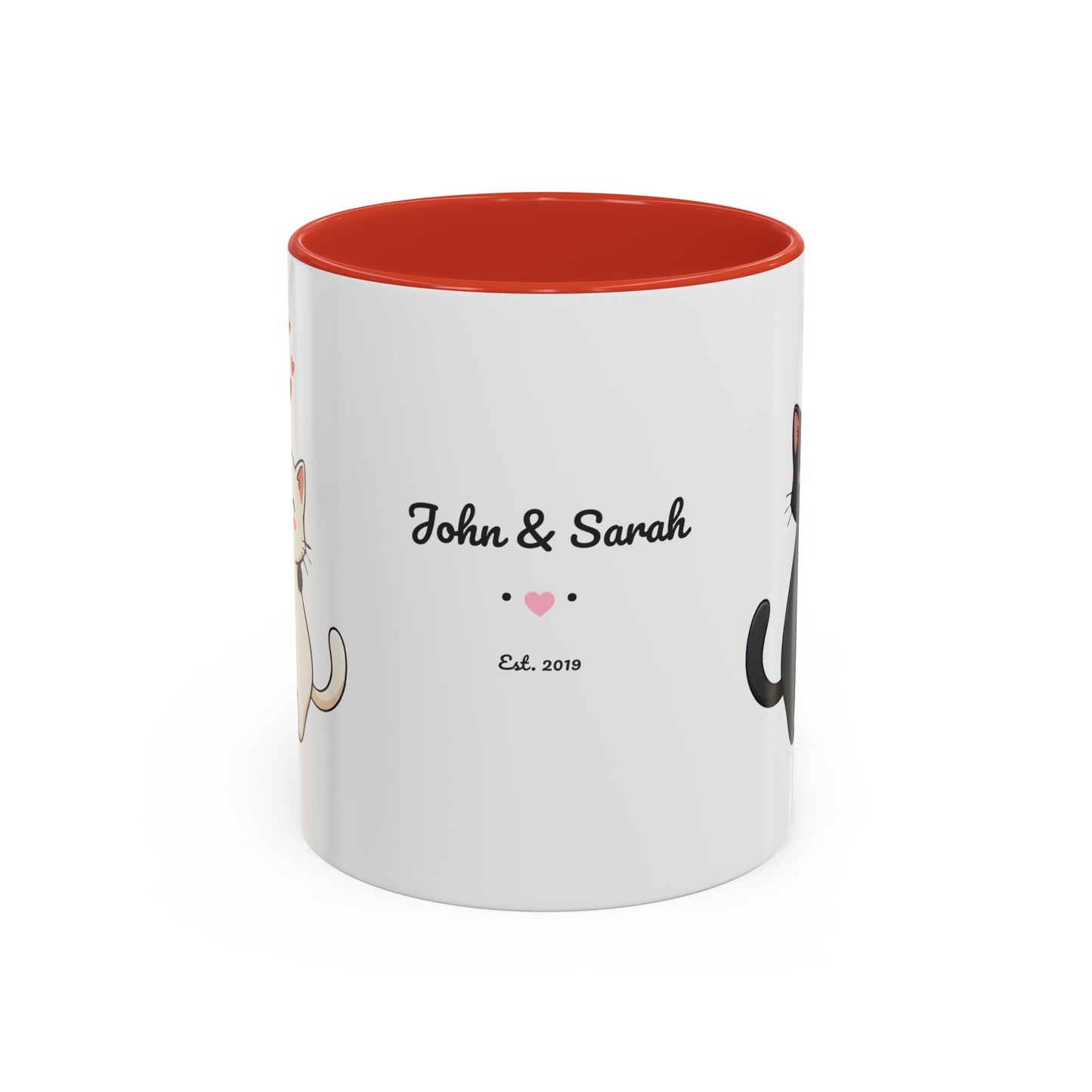 Cute Cats Personalized Mug — Custom Names & Established Date | Couple Valentine Gift (11oz / 15oz) - 14752