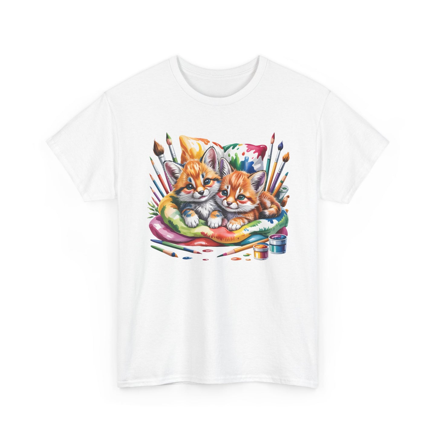 Artist Kittens T-Shirt — Cute Painting Cats Graphic Tee, Cat Lover Gift - 14866