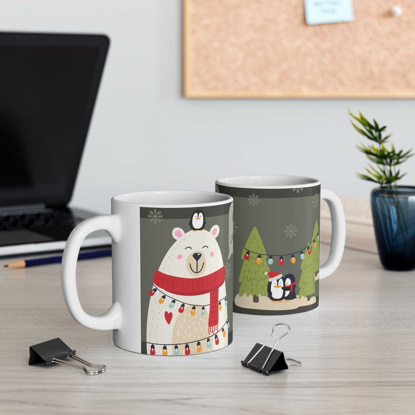 Dog & Penguins, Merry Christmas - Ceramic Mug, (11oz, 15oz) - 10912