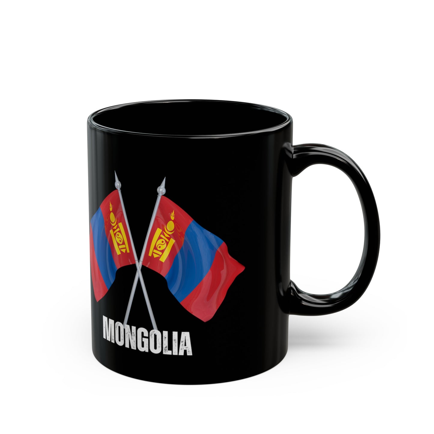 Mongolian People and Flag | Black Mug